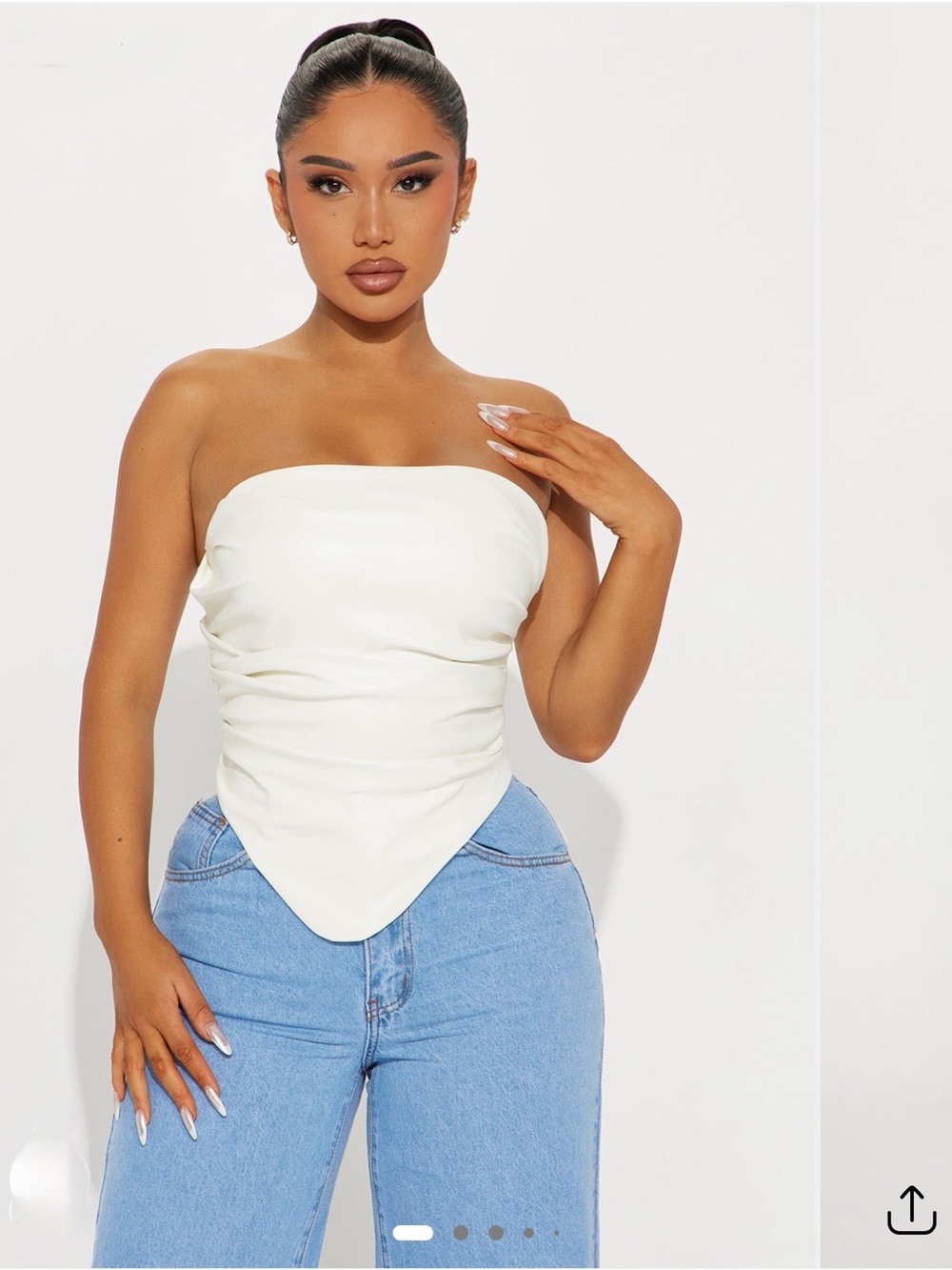 Fashion Nova Cream Strapless Pointed-Hem Camisole